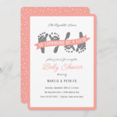 Tweeling Meisjes Koppels Roze Perzik Douche Baby s Kaart (Voorkant / Achterkant)