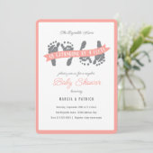 Tweeling Meisjes Koppels Roze Perzik Douche Baby s Kaart (Staand voorkant)