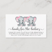 Tweeling Meisjes Olifant Boeken Voor Baby shower Informatiekaartje (Voorkant)