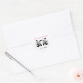 Tweeling Meisjes, Panda Beer, Aangepaste Tweeling Ronde Sticker (Envelop)