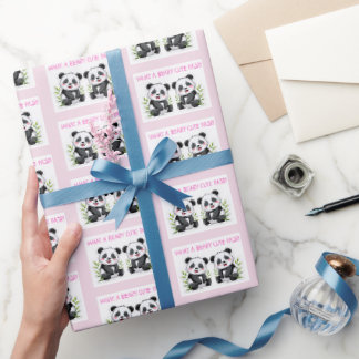 Tweeling Meisjes Panda Beer Cadeau Verpakking, Twe Cadeaupapier