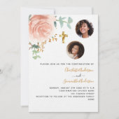 Tweeling meisjes roos bloemenfoto luxe Bevestiging Kaart (Voorkant)