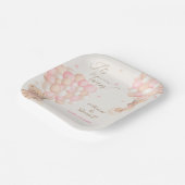 Tweeling Meisjes Roze Beer Ballonnen Baby shower Papieren Bordje (Gebogen)