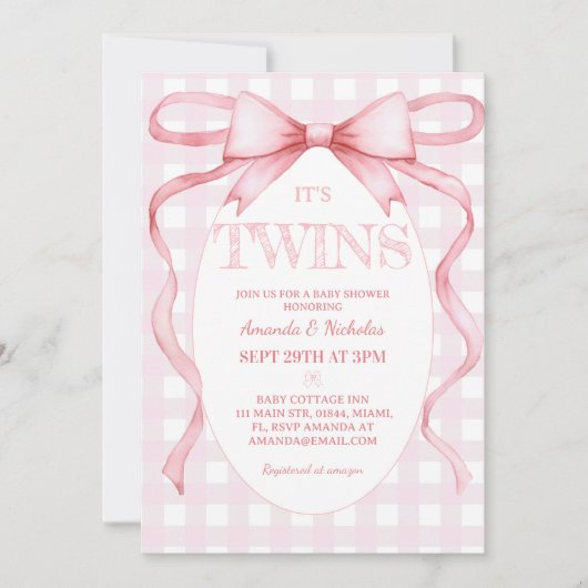Tweeling Meisjes Roze Lintstrik  Schattige Kaart (Voorkant)