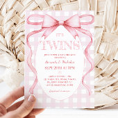 Tweeling Meisjes Roze Lintstrik  Schattige Kaart