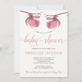 Tweeling meisjes roze witte bloemen baby shower kaart (Voorkant)