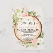 Tweeling meisjes rustieke outdoor meisje tweeling kaart (Voorkant / Achterkant)