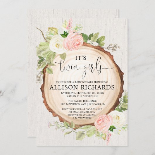 Tweeling meisjes rustieke outdoor meisje tweeling  kaart (Voorkant / Achterkant)