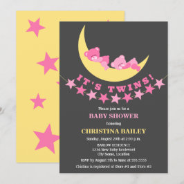 Tweeling Meisjes Teddybeer Baby Shower Kaart