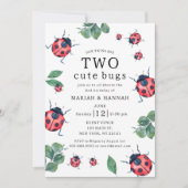 Tweeling Meisjes Twee Schattigee Bugs Ladybug 2e v Kaart (Voorkant)