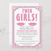 Tweeling meisjes! uitnodiging tot baby shower (Voorkant / Achterkant)
