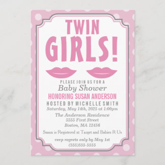 Tweeling meisjes! uitnodiging tot baby shower