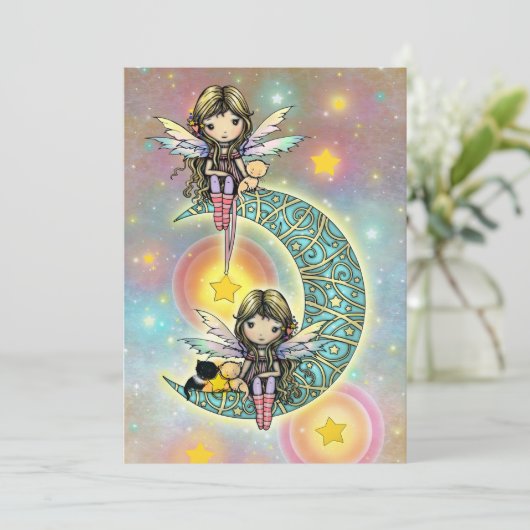 Tweeling Meisjes Verjaardag Uitnodiging Feeën (Staand voorkant)