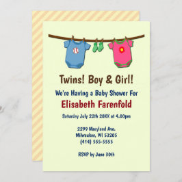 Tweeling met Boy & Girl Baby shower in Invitation Kaart