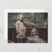 Tweeling Met Roze Vis Horror AI Art Briefkaart (Voorkant / Achterkant)