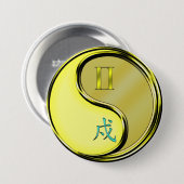 Tweeling & Metaal Hond Ronde Button 7,6 Cm (Voorkant /achterkant)