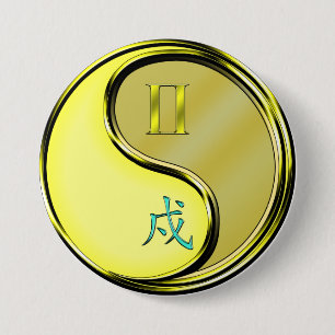 Tweeling & Metaal Hond Ronde Button 7,6 Cm