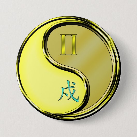 Tweeling & Metaal Hond Ronde Button 7,6 Cm (Voorkant)