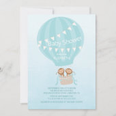 Tweeling! Monkey Twin Boys Baby shower Uitnodiging (Voorkant)