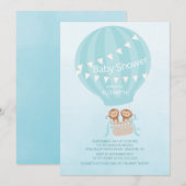 Tweeling! Monkey Twin Boys Baby shower Uitnodiging (Voorkant / Achterkant)