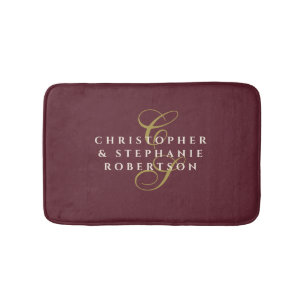 Tweeling Monogram Bourgondië Goud Crème Minimalist Badmat