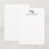 Tweeling Monogram Zwart Wit Elegant Modern Bedankkaart (Voorkant / Achterkant)