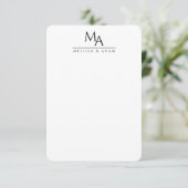 Tweeling Monogram Zwart Wit Elegant Modern Bedankkaart (Staand voorkant)