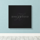 Tweeling Namen & Achternaam Monogram Canvas Afdruk (Insitu (Houten vloer))