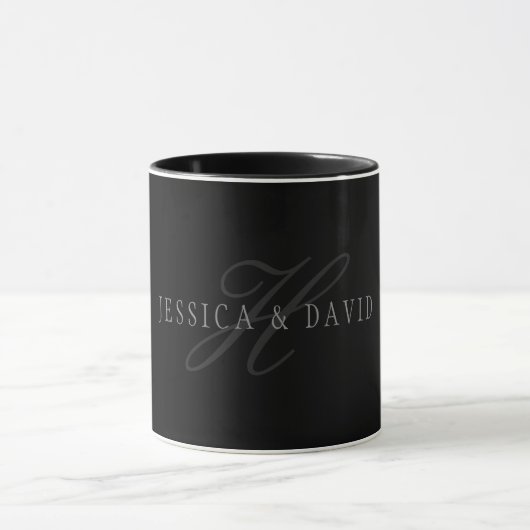 Tweeling Namen & Achternaam Monogram Mok (Midden)