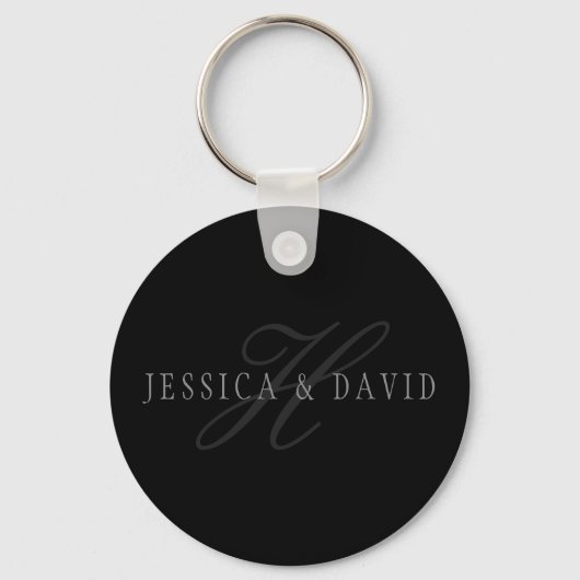 Tweeling Namen & Achternaam Monogram Sleutelhanger (Voorkant)