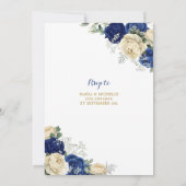 Tweeling Navy Blue Ivoor Prinsessen Quinceañera Kaart (Achterkant)