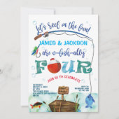 Tweeling O-fish-ally Kleine Visser 4de verjaardag  Kaart (Voorkant)