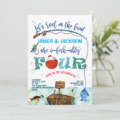Tweeling O-fish-ally Kleine Visser 4de verjaardag  Kaart (Staand voorkant)