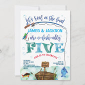 Tweeling O-vis-ally Little Fisherman 5th jarig Kaart (Voorkant)