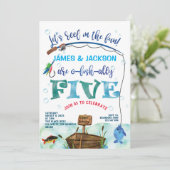 Tweeling O-vis-ally Little Fisherman 5th jarig Kaart (Staand voorkant)