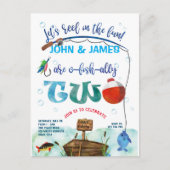 Tweeling O-vis-ally vissen thema 2e verjaardag Uitnodiging Briefkaart (Voorkant)