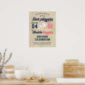 Tweeling of broer/zus honkbal dubbele header verja poster (Keuken)