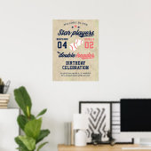 Tweeling of broer/zus honkbal dubbele header verja poster (Thuiskantoor)