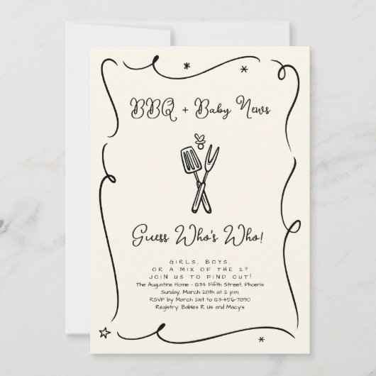 Tweeling of Drieling BBQ Geslacht Onthulling Uitno Kaart (Voorkant)