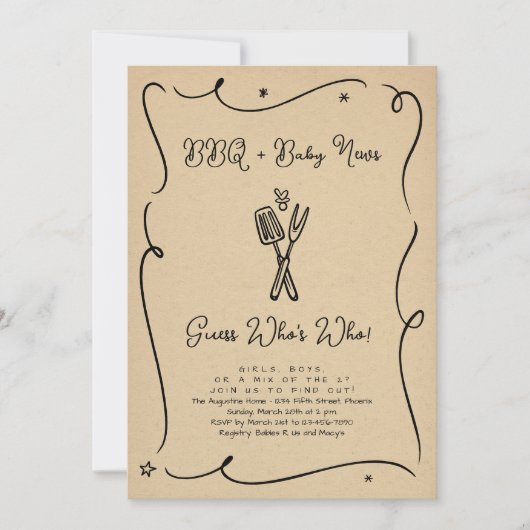 Tweeling of Drieling BBQ Geslacht Onthulling Uitno Kaart (Voorkant)