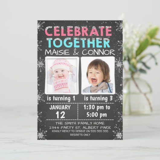 Tweeling of gezamenlijke uitnodiging voor de winte (Staand voorkant)