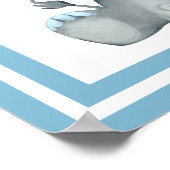 Tweeling Olifant Baby Jongen Shower Welkom Poster (Hoek)