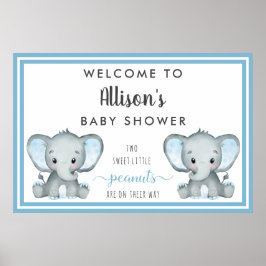 Tweeling Olifant Baby Jongen Shower Welkom Poster