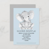 Tweeling Olifant Baby shower Luier Raffle Ticket Informatiekaartje (Voorkant / Achterkant)
