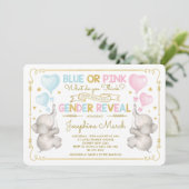 Tweeling Olifant Geslacht Onthullen Blauw Roze Gou Kaart (Staand voorkant)