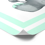 Tweeling Olifanten Mint Baby Shower Welkom Poster (Hoek)