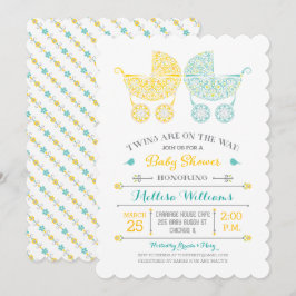 Tweeling op komst! Tweeling Baby Shower Uitnodigin Kaart