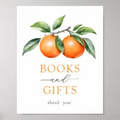 Tweeling Oranje Baby shower Boeken en Geschenken P Poster (Voorkant)