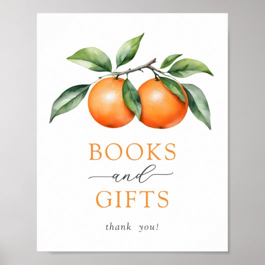 Tweeling Oranje Baby shower Boeken en Geschenken P Poster (Voorkant)