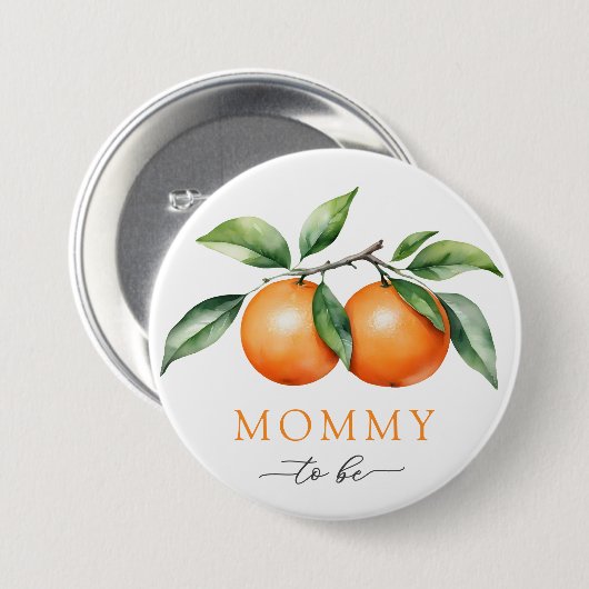 Tweeling Oranje Baby shower mama wordt Button (Voorkant /achterkant)